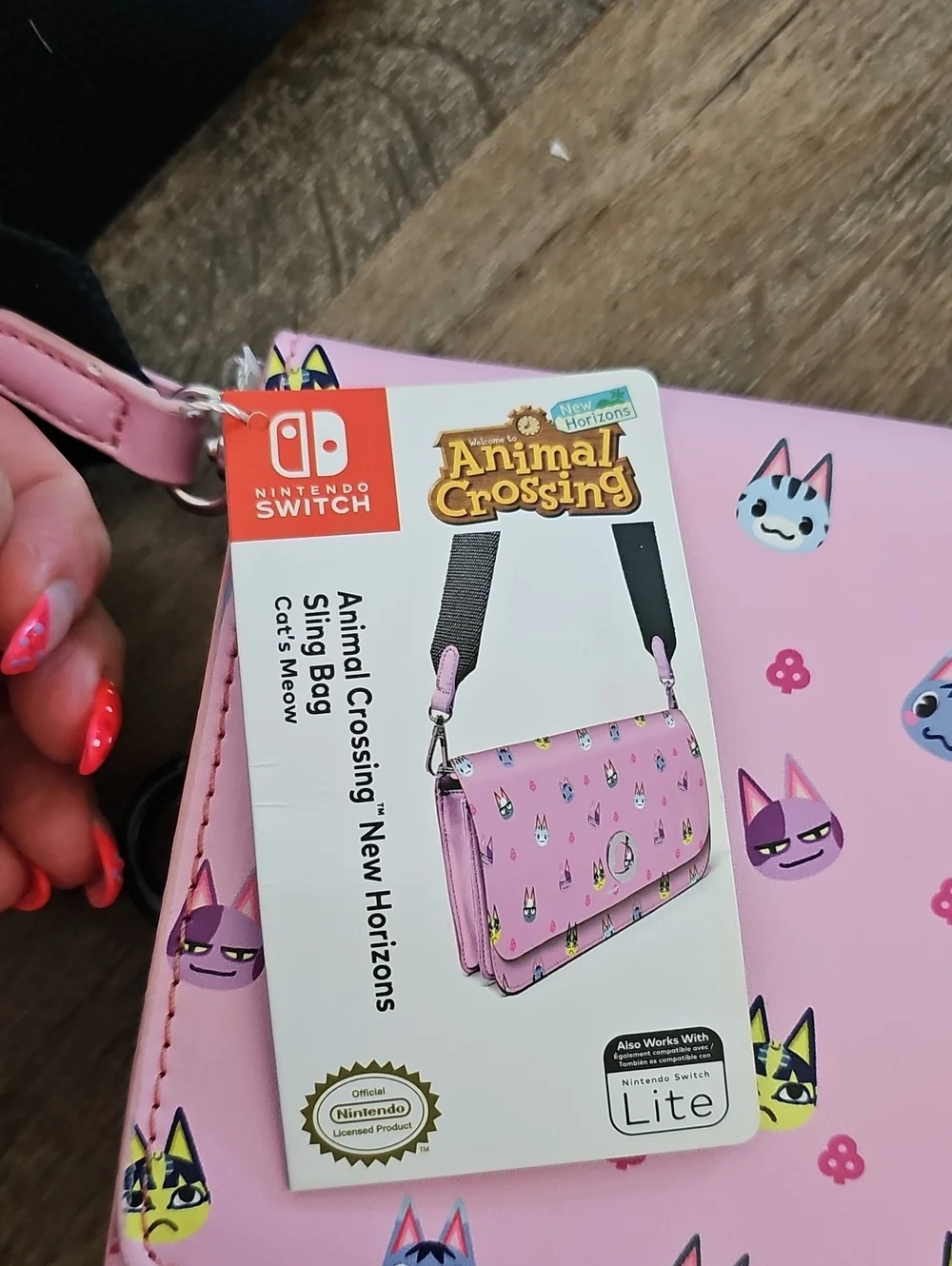 Nintendo Switch Lite Crossbody Carrying Case - Pink Animal Faces